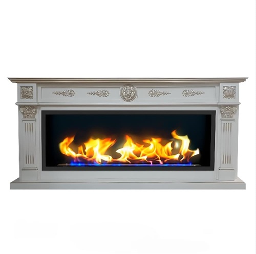 Биокамин в линейном портале "Русский огонь" Колизей с декоративным стеклом (стемалитом)