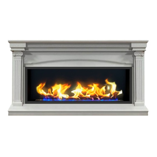 Биокамин в линейном портале "Русский огонь" Николь с декоративным стеклом (стемалитом)