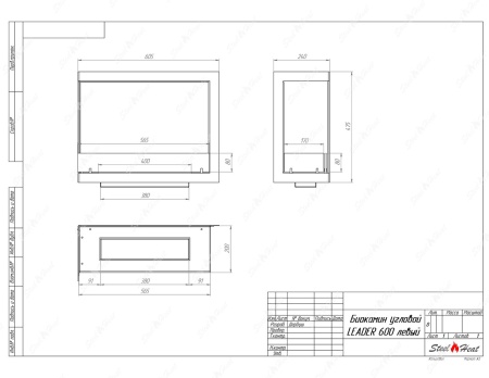 Биокамин угловой SteelHeat Leader 600 левый стекло + стемалит по цене 32 483 руб.